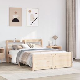 Berkfield Home Bed Frame with Headboard without Mattress 150x200 cm King Size in Brown - thumbnail 1