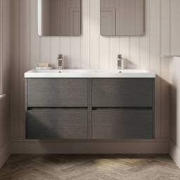 Balterley Chartley 4 Drawer Wall Hung Vanity Basin Unit, Graphite Grey, 1200mm in Grey - thumbnail 6
