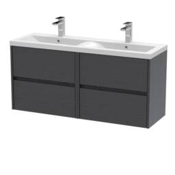 Balterley Chartley 4 Drawer Wall Hung Vanity Basin Unit, Graphite Grey, 1200mm in Grey