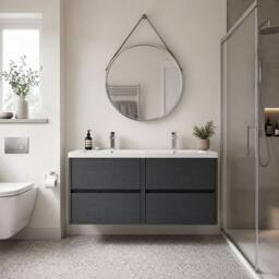 Balterley Chartley 4 Drawer Wall Hung Vanity Basin Unit, Graphite Grey, 1200mm in Grey - thumbnail 4