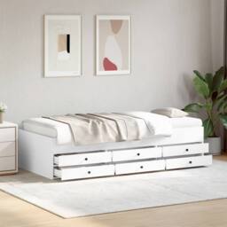 Berkfield Home Daybed with Drawers without Mattress White 90x190 cm Single - thumbnail 1