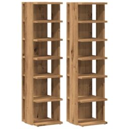 Berkfield Home Shoe Cabinets 2 pcs Artisan Oak 28x27x102 cm Engineered Wood in Brown - Size: 28 x 27 x 102 cm - thumbnail 2
