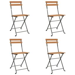 Berkfield Home 5 Piece Folding Bistro Set Solid Wood Acacia & Steel in Brown - thumbnail 4