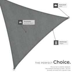 tectake Shade Sail - Triangular With Uv Protection 50+, Water-Repellent, Grey - Size: Large - thumbnail 5