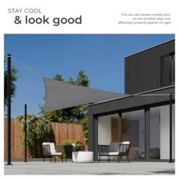 tectake Shade Sail - Triangular With Uv Protection 50+, Water-Repellent, Grey - Size: Large - thumbnail 4