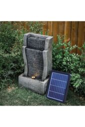 Living and Home Garden Outdoor Water Feature Decor Solar Powered Rockery Fountain in Natural - thumbnail 2