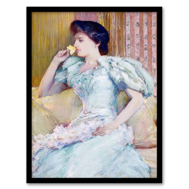 Artery8 Childe Hassam Framed Wall Art Actress Lillie Langtry Portrait Painting - Size: A4 - image 1