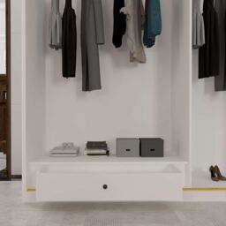 Sliding Wardrobes 4U Modern Sliding Wardrobe with Glass Door & LED Lights in White - thumbnail 8