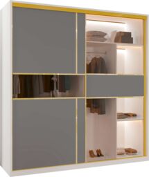 Sliding Wardrobes 4U Modern Sliding Wardrobe with Glass Door & LED Lights in White - thumbnail 3