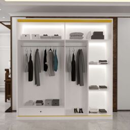 Sliding Wardrobes 4U Modern Sliding Wardrobe with Glass Door & LED Lights in White - thumbnail 7