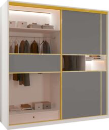 Sliding Wardrobes 4U Modern Sliding Wardrobe with Glass Door & LED Lights in White - thumbnail 4