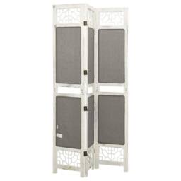 Berkfield Home 3-Panel Room Divider Grey 105x165 cm Fabric - thumbnail 4