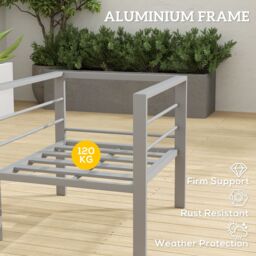 OUTSUNNY Patio Furniture Aluminium Armchair with Cushions, Charcoal Grey in Dark Grey - thumbnail 6