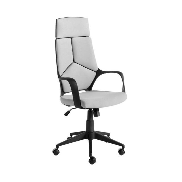 Angel Cerda Swivel Office Chair, Light Grey Fabric, Black PVC Back - image 1