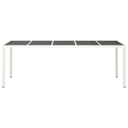 Berkfield Home Garden Table White 250x100x75 cm Poly Rattan & Tempered Glass - Size: 250 x 100 x 75 cm - thumbnail 3