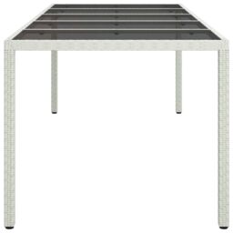Berkfield Home Garden Table White 250x100x75 cm Poly Rattan & Tempered Glass - Size: 250 x 100 x 75 cm - thumbnail 4