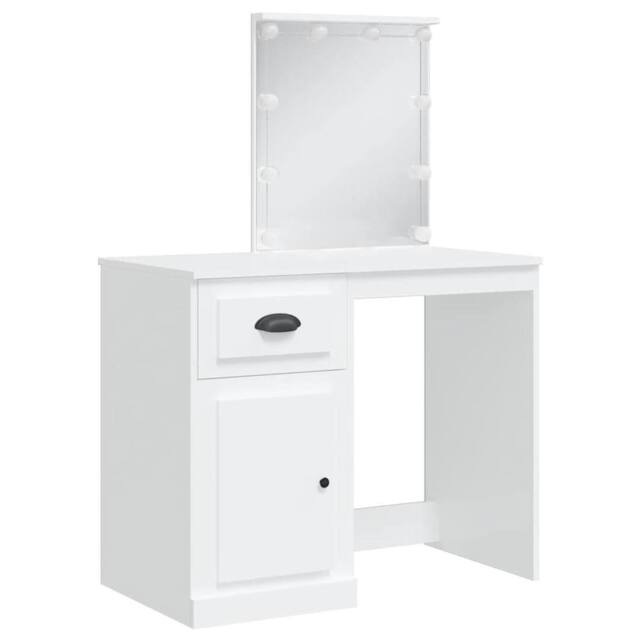 Berkfield Home Beautiful Dressing Table with LED Lights White 90x42x132.5 cm - image 1