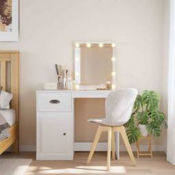 Berkfield Home Beautiful Dressing Table with LED Lights White 90x42x132.5 cm - thumbnail 2