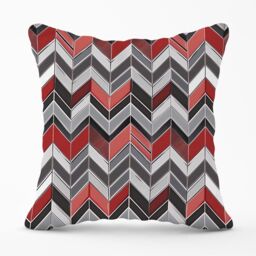 Warren Reed - Designer Red Grey Geometric Pattern Outdoor Cushion - Size: 60 cm x 60 cm - thumbnail 1