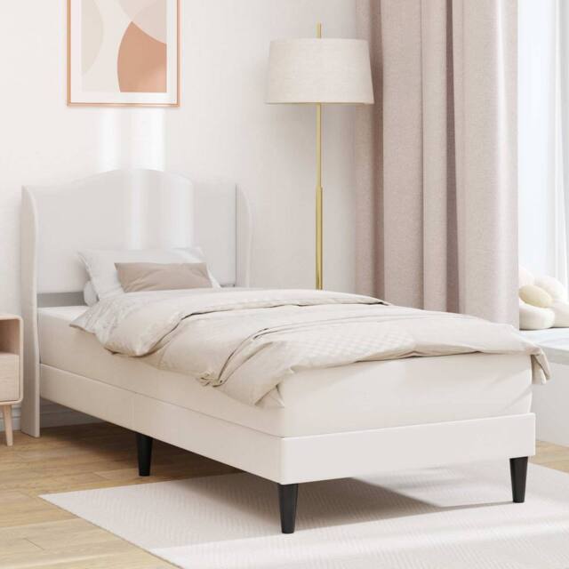Berkfield Home Bed Frame with Headboard White 90 x 190 cm Faux Leather - image 1