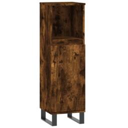 Berkfield Home 3 Piece Bathroom Cabinet Set Smoked Oak Engineered Wood in Brown - thumbnail 7