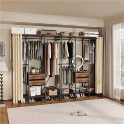 Kelvenix Wooden Coat Rack Industrial Hall Tree Clothes Stand in Black - thumbnail 4