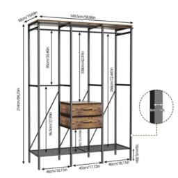 Kelvenix Wooden Coat Rack Industrial Hall Tree Clothes Stand in Black - thumbnail 2
