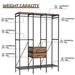 Kelvenix Wooden Coat Rack Industrial Hall Tree Clothes Stand in Black - thumbnail 3