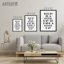 "Artery8 Good Day To Have A Good Day Today Motivational Framed Canvas Art Print in White - Size: W12"" x H16""" - thumbnail 4