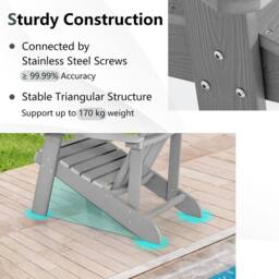 EONLION Outdoor Weather Resistant Chair in Grey - Size: 100 cm - thumbnail 5