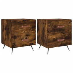 Berkfield Home Bedside Cabinets 2 pcs Smoked Oak 40x35x47.5 cm Engineered Wood in Brown - thumbnail 2