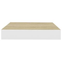 Berkfield Home Floating Wall Shelves 4 pcs Oak & White 23x23.5x3.8 cm MDF in Brown - thumbnail 5