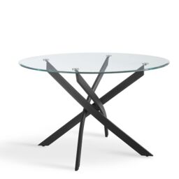 Home Detail Leon Round Glass Dining Table with Black Legs - Size: 120 cm - thumbnail 2