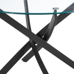 Home Detail Leon Round Glass Dining Table with Black Legs - Size: 120 cm - thumbnail 3