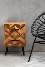 Orsina 2 Drawer Bedside Table In Mango Wood, Modern Nightstand With Black Iron Legs, Wooden Bedside Cabinet - thumbnail 5