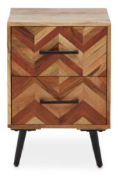 Orsina 2 Drawer Bedside Table In Mango Wood, Modern Nightstand With Black Iron Legs, Wooden Bedside Cabinet - thumbnail 1