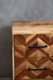 Orsina 2 Drawer Bedside Table In Mango Wood, Modern Nightstand With Black Iron Legs, Wooden Bedside Cabinet - thumbnail 3