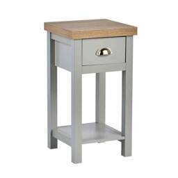 Nordara Grey Bedside Table Nightstand Unit 36mm Thick Oak Effect Top Drawer - Size: 100 cm x 15 cm