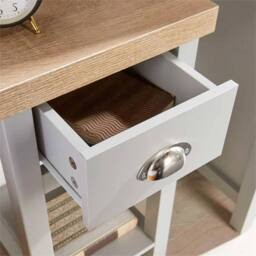 Nordara Grey Bedside Table Nightstand Unit 36mm Thick Oak Effect Top Drawer - Size: 100 cm x 15 cm - thumbnail 6