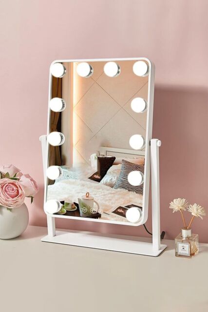 Living and Home Hollywood Vanity Mirror with Lights 360 Degree Tabletop Makeup Mirror in White - image 1