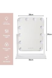 Living and Home Hollywood Vanity Mirror with Lights 360 Degree Tabletop Makeup Mirror in White - thumbnail 3
