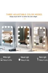 Living and Home Hollywood Vanity Mirror with Lights 360 Degree Tabletop Makeup Mirror in White - thumbnail 5