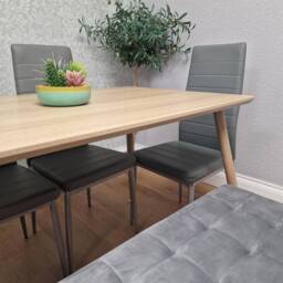KOSY KOALA Wooden Dining Table Set With 4 Grey Metal Chairs & 1 Matching Bench in Brown - thumbnail 7
