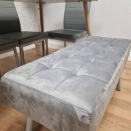 KOSY KOALA Wooden Dining Table Set With 4 Grey Metal Chairs & 1 Matching Bench in Brown - thumbnail 5