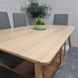 KOSY KOALA Wooden Dining Table Set With 4 Grey Metal Chairs & 1 Matching Bench in Brown - thumbnail 6