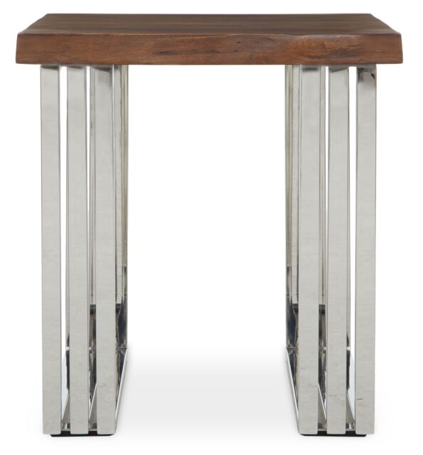 Orsina Natural & Silver Small Console Table, Solid Wood Top With Stainless Steel Loop Base, Modern Console Table - image 1
