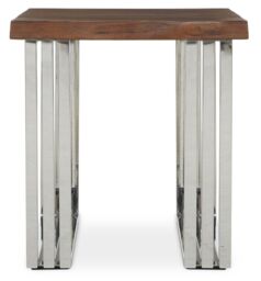 Orsina Natural & Silver Small Console Table, Solid Wood Top With Stainless Steel Loop Base, Modern Console Table - thumbnail 6
