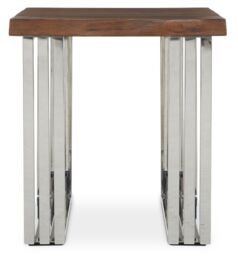 Orsina Natural & Silver Small Console Table, Solid Wood Top With Stainless Steel Loop Base, Modern Console Table - thumbnail 1