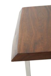 Orsina Natural & Silver Small Console Table, Solid Wood Top With Stainless Steel Loop Base, Modern Console Table - thumbnail 4