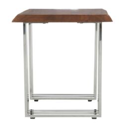 Orsina Natural & Silver Small Console Table, Solid Wood Top With Stainless Steel Loop Base, Modern Console Table - thumbnail 2